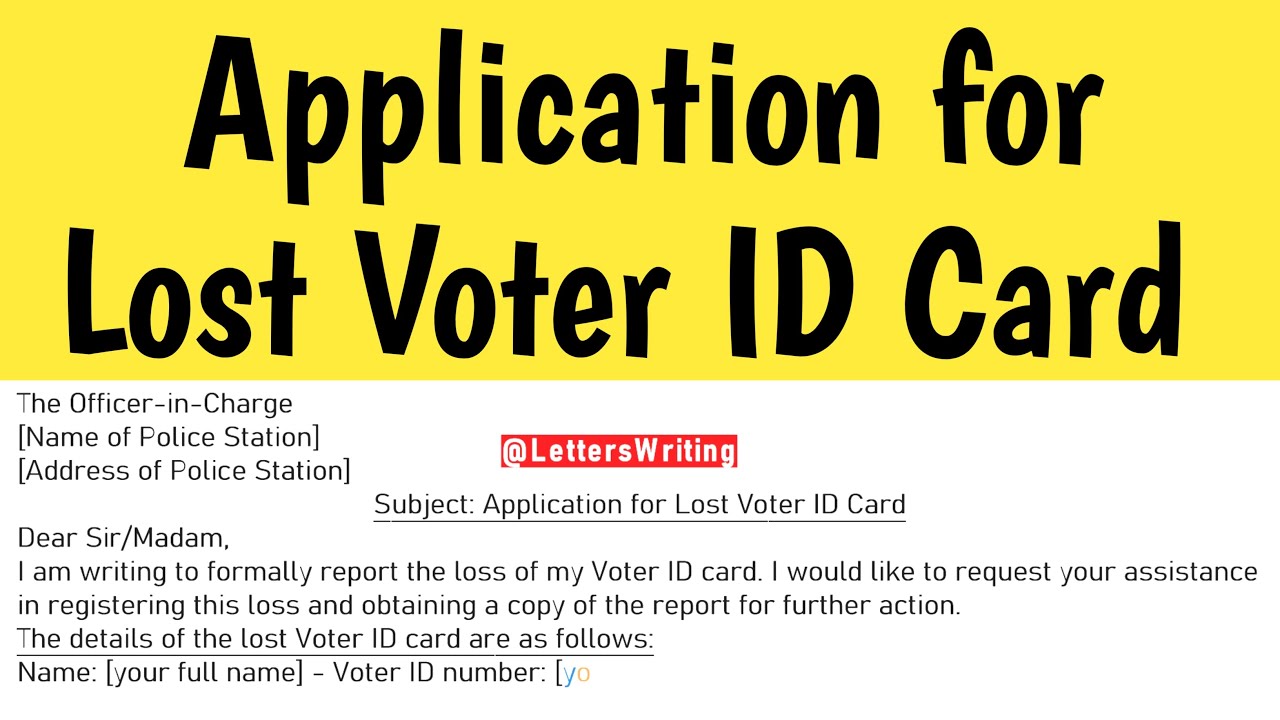 How to Write Application for Lost Voter ID Card | Letters Writing