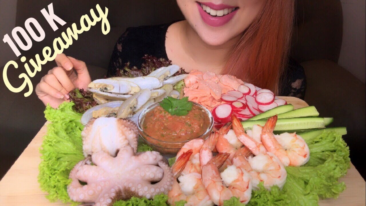 *Whispered* ASMR SEAFOOD PLATTER | OCTOPUS, SHRIMP, CLAMS, SALMON | EATING SOUNDS