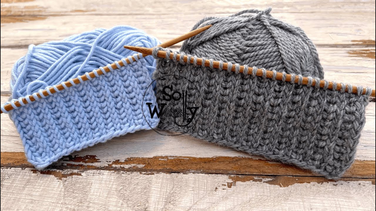An Alternative to the Stockinette Stitch Without Purling! (2 row-repeat knitting pattern) -So Woolly