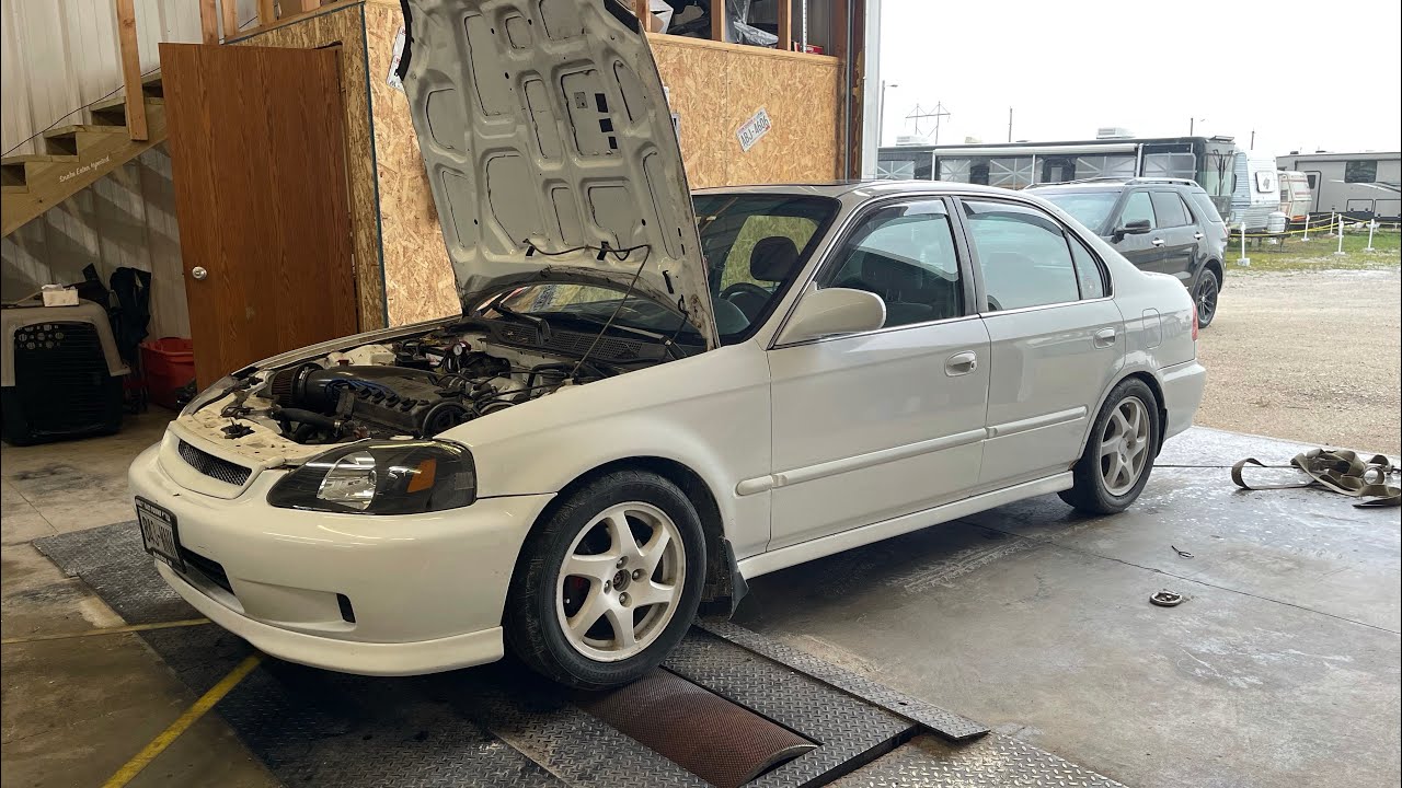 NA Single Cam D16 ZC Y8 Dyno Tune Hondata S300 140WHP Optimizing EK Civic Sedan Daily Driver !