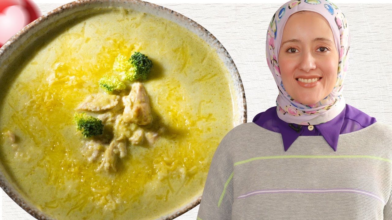 شوربة البروكلي بالدجاج و الجبنة الشيدر- كيتو مع الشيف زينب عرفة