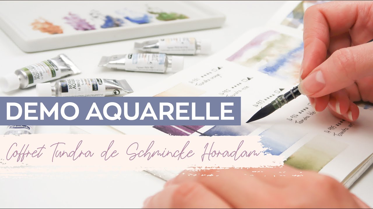 DEMO AQUARELLE GRANULATION Nuanciers du coffret Tundra de Schmincke Horadam sur mon carnet Etchr lab