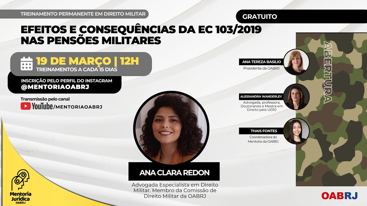 Efeitos e Consequências da EC 103/2019 nas Pensões Militares - Treinamento em Dir. Mil - 19/03 - 12H