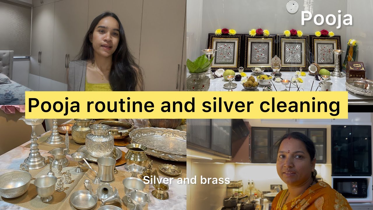 Pooja Silver cleaning 😊| Pooja routine❤️ with Amma🥰
