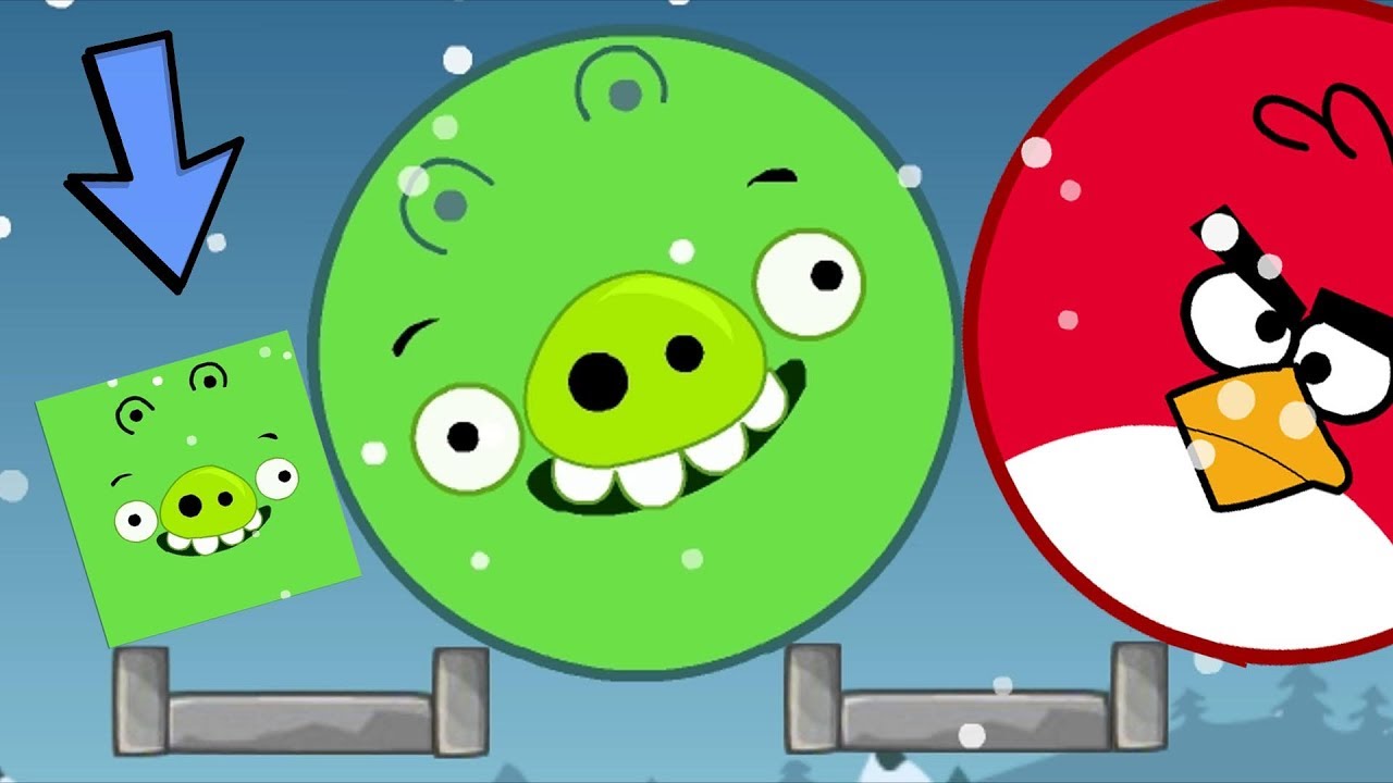 Angry Birds Kick Out Green Piggies - SQUARE PIG HELP GIANT ROUND PIG KICK OUT HUGE BIRDS!!