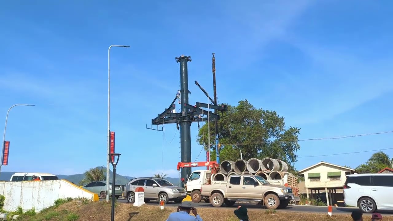 Steel Structure Construction of Advertising Board along the National Road