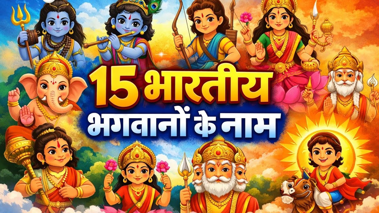 15 भारतीय भगवानों के नाम | 15 Indian Gods Name for Kids | Kids Learning Video
