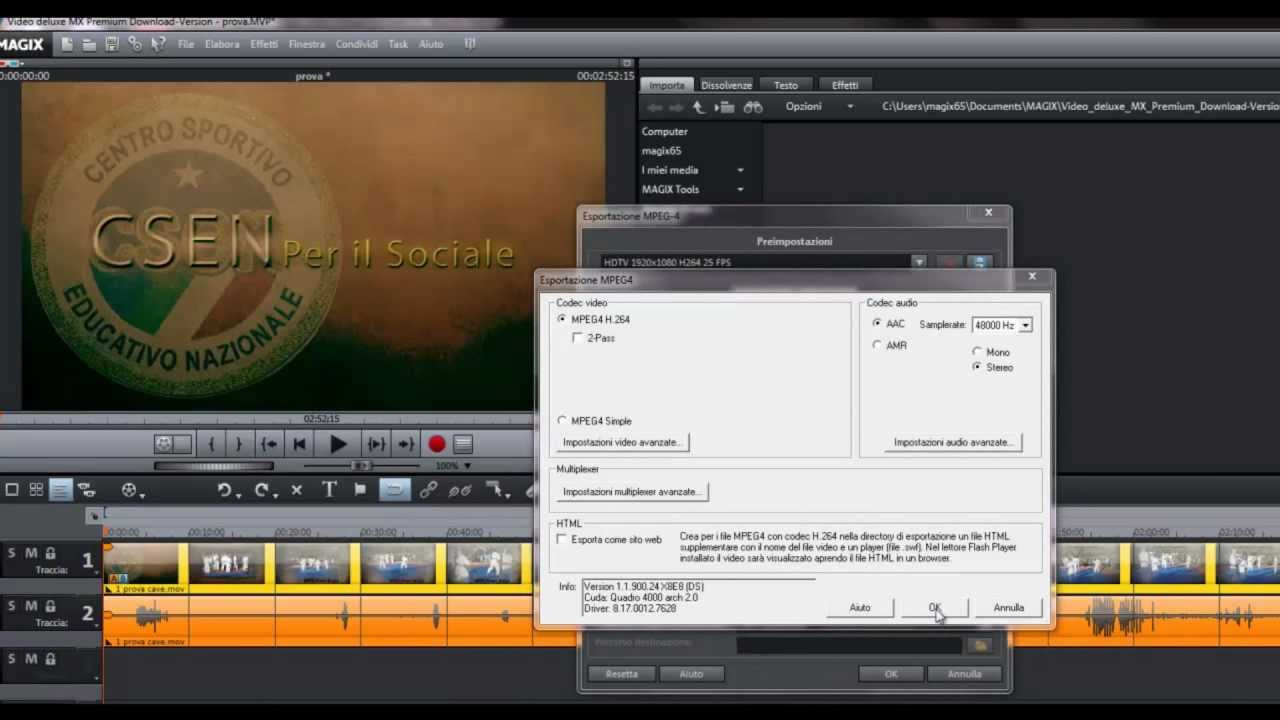 Tutorial ridurre peso video MAGIX Video deluxe MX Plus
