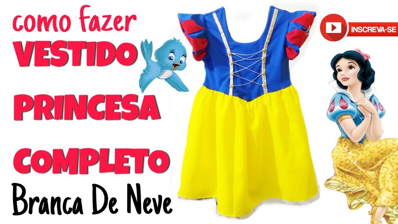 ✨👸 BRANCA DE NEVE 🧵✂️ modelagem e costura FÁCIL ✂️🧵usando molde base infantil