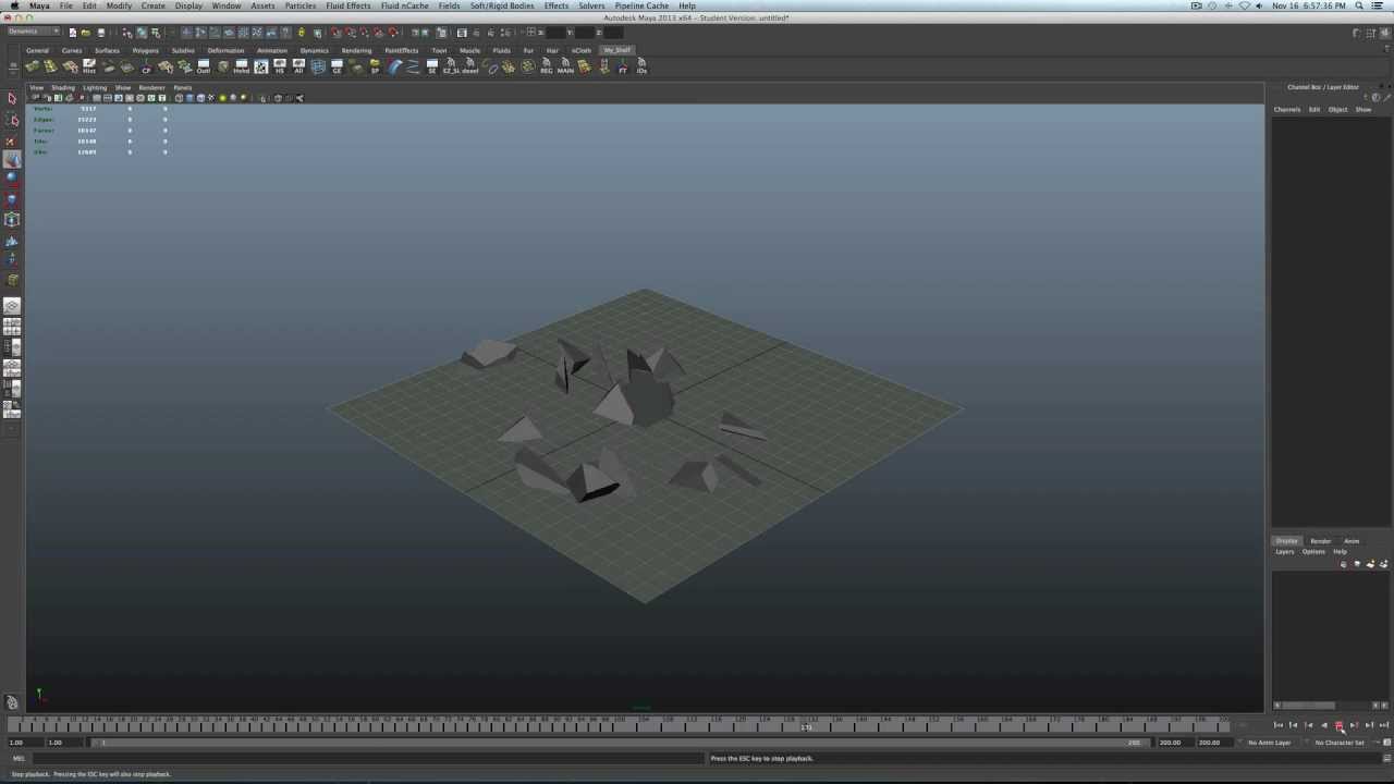 Shatter Effect Using Maya Dynmaics