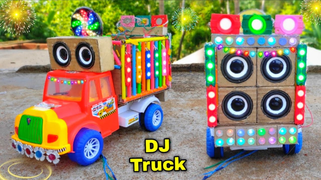 Mini Dj Truck Setup Loading at-home by Cardboard Making Dj truck and light | Mini Dj Setup | dj wala