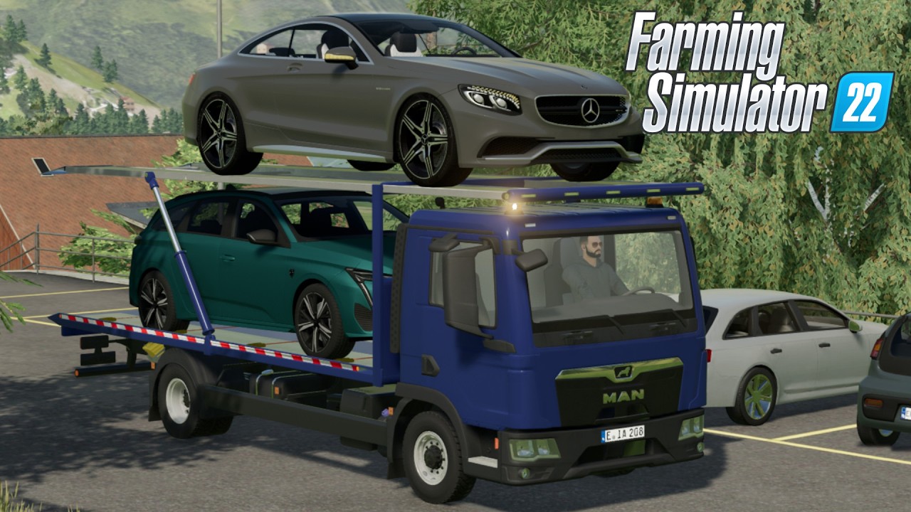 FS22 - TRANSPORTING two cars with MAN TGL TOW TRUCK - Truck Mod for Farming Simulator 2022 ROLEPLAY