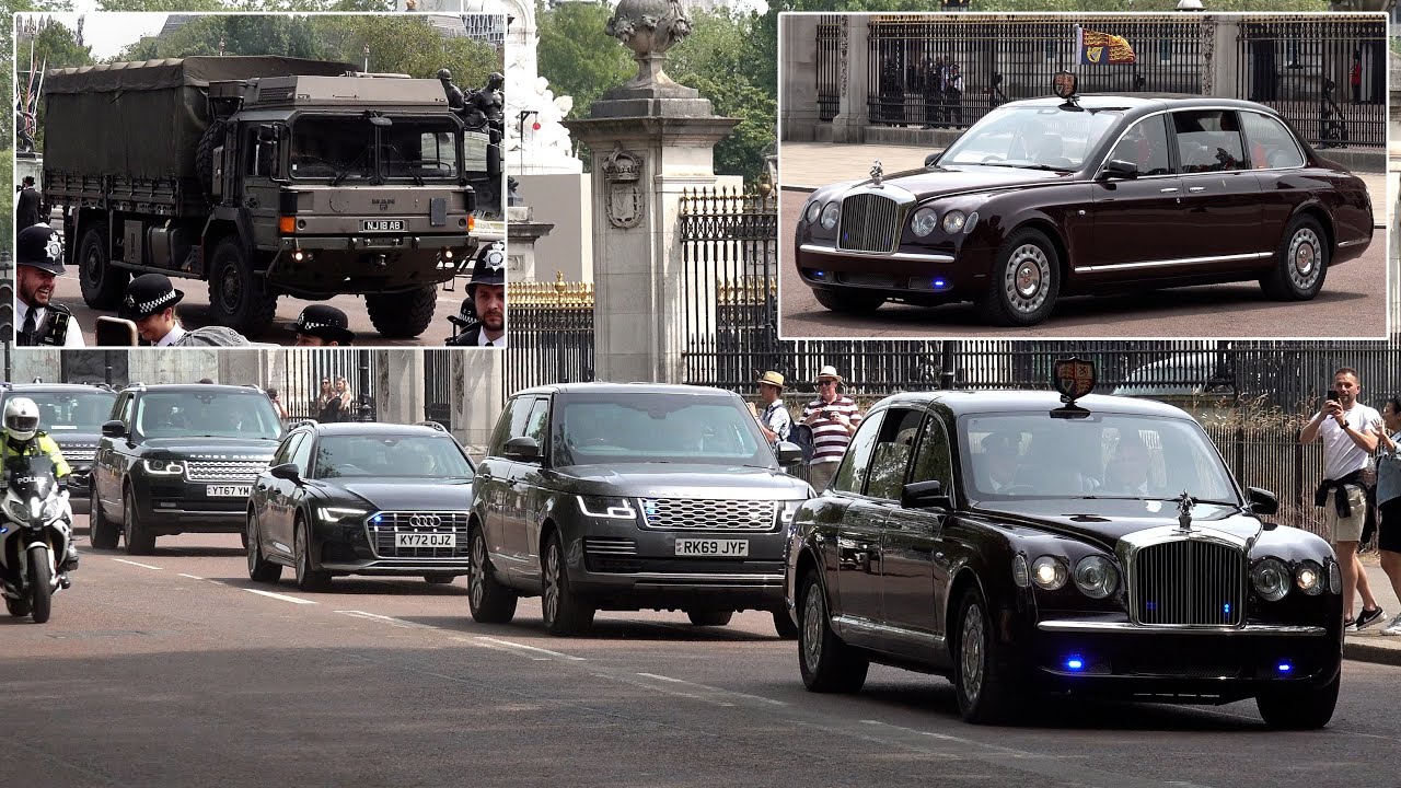 Motorcades of King Charles, William, Army and others depart Trooping the Colour 🚔👑🪖