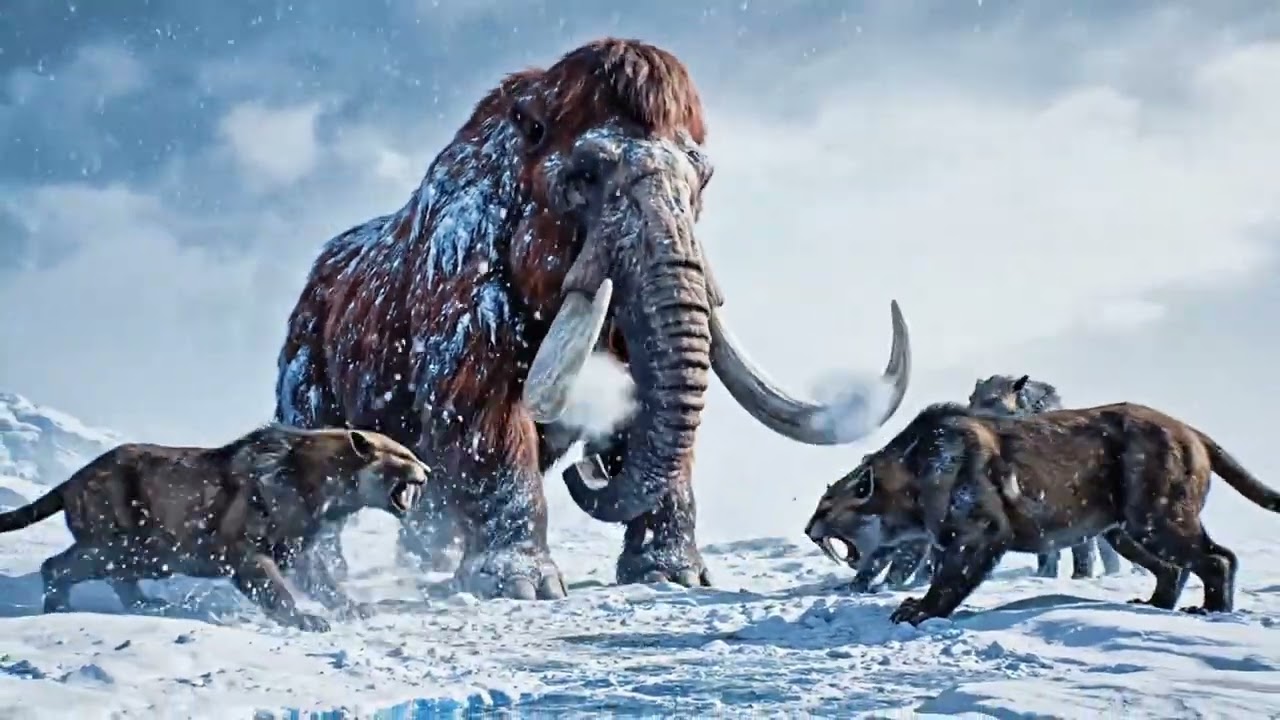 Epic Ice Age Battle: Mammoth vs Saber-Tooth Predators