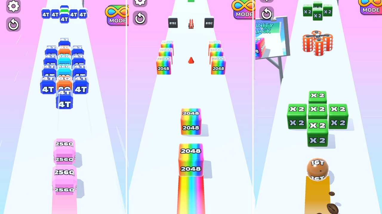 Jelly Run 2048 ULTIMATE Gameplay | 3 Shape Play Showdown! | 2048e vs 32B vs 4096e Race
