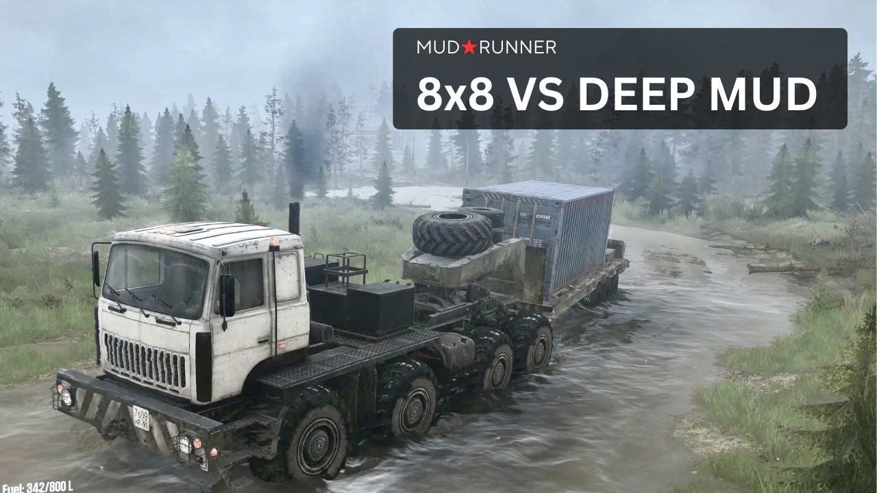 8x8 Heavy Truck Struggles Through Deep Mud & Water | MudRunner Gameplay 4K