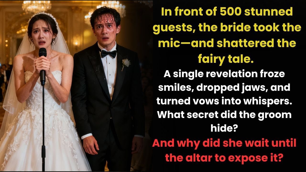 In front of 500 guests, the bride revealed the groom's secret.
