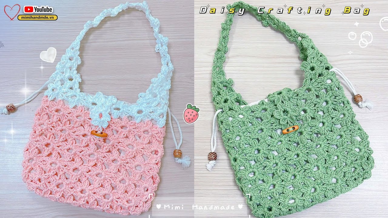 Móc Túi Ghép Hoa Cúc Móc Liền Cực Xinh 🌼 Crochet Flower Bag, Daisy Grafting Bag 🌸 | Mimi Handmade