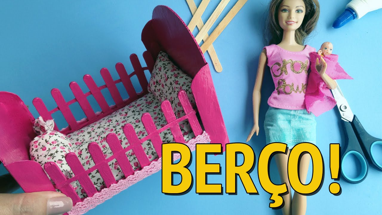 Como fazer Berço para Barbie e outras Bonecas sem Cola Quente!