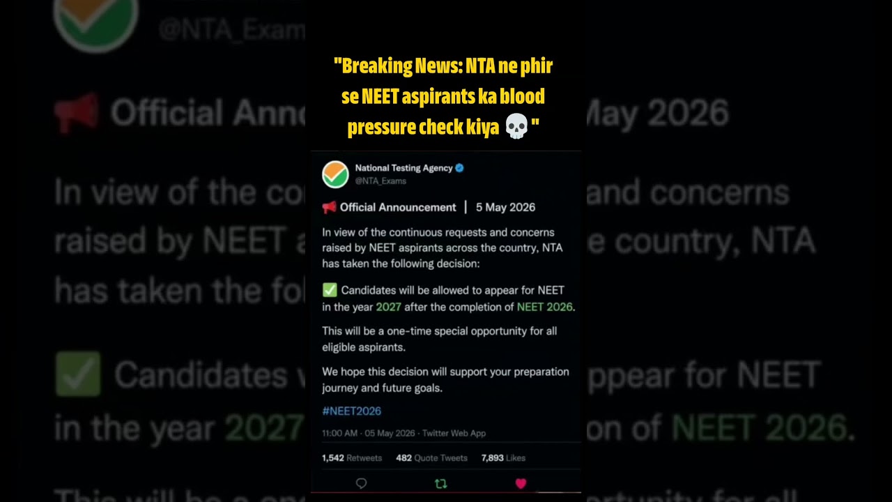 NTA tweet about RE-NEET⚠️💀 NTA ka badala loading😭📉 #reneet#neet2026#neet#nta#viral#shorts#reneet2026