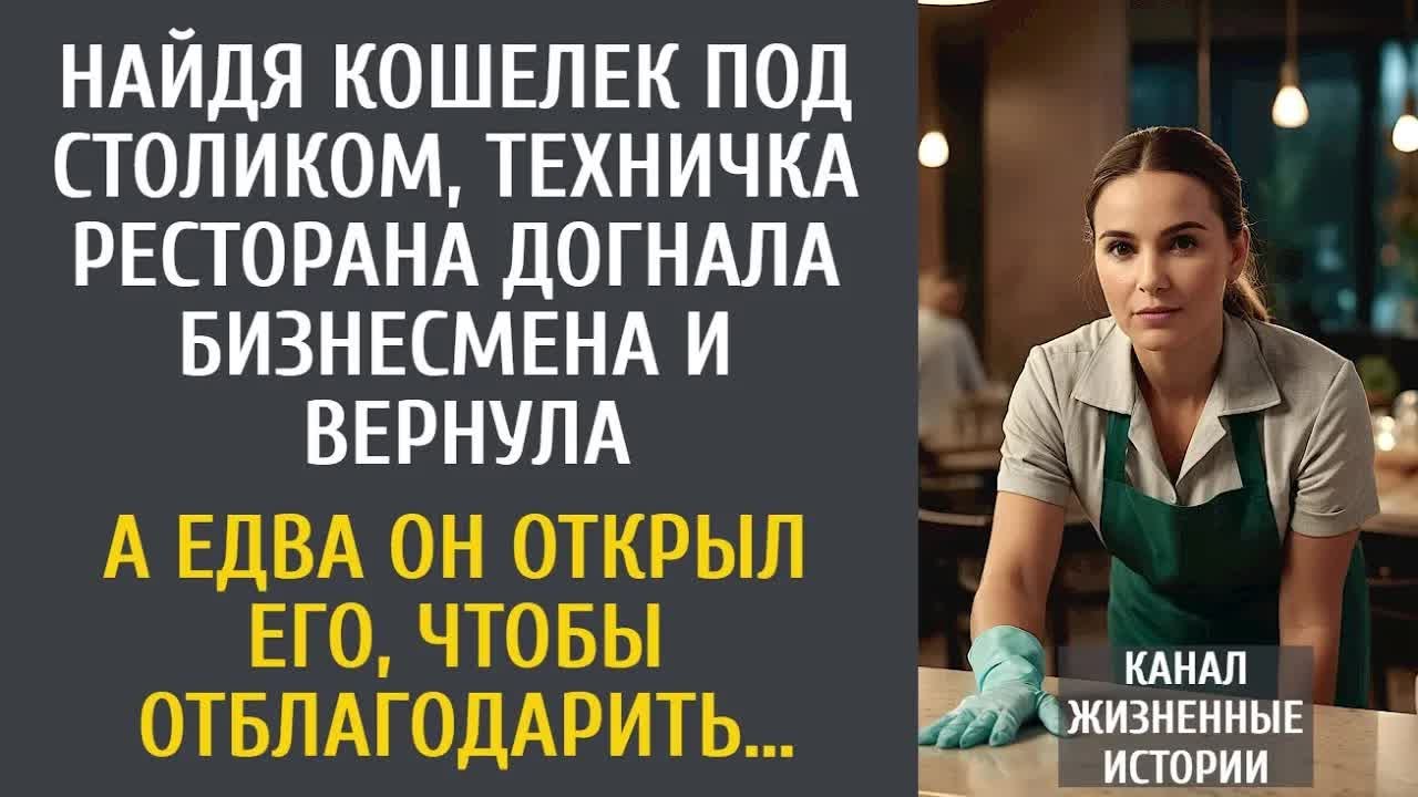 Найдя кошелек под столиком, техничка ресторана догнала бизнесмена и вернула… А едва он открыл его