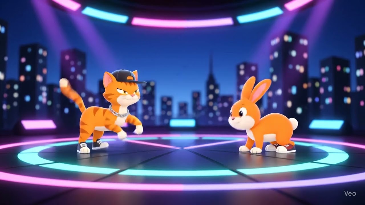 Graffiti Night: Funky Cat Dance Crew,#catdancing ,#Rabbit ,#Dance