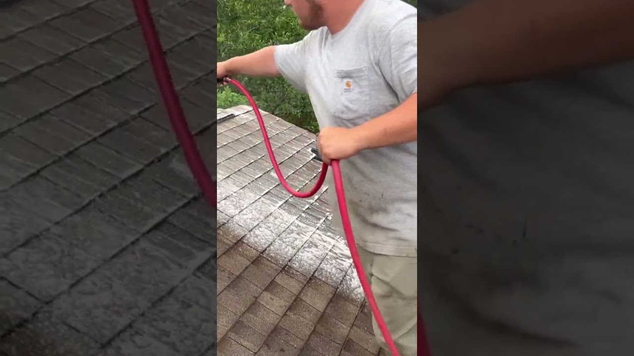 Soft washing a roof with 12volt soft wash system#shorts