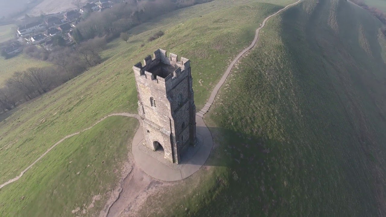 Phantom 4 POI test flight Glastonbury Tor