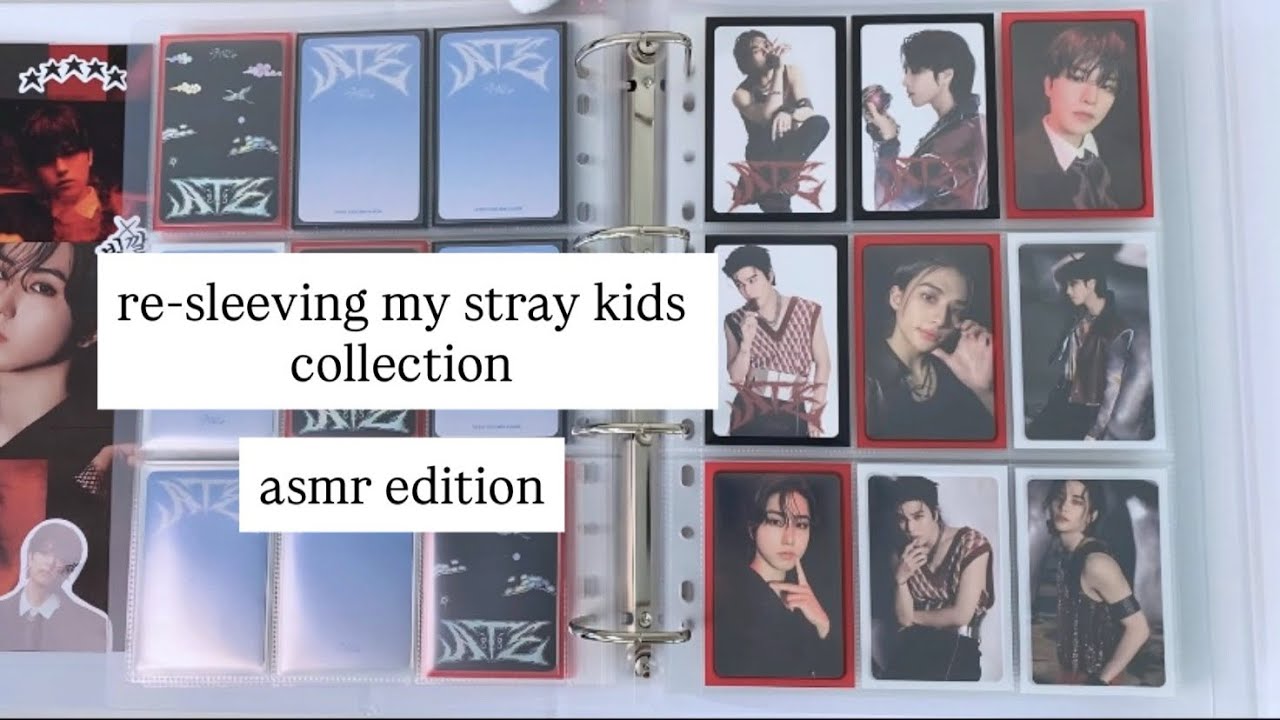 asmr re-sleeving my straykids photocard collection