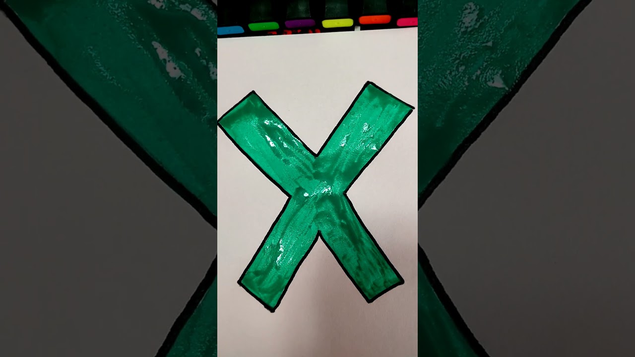 Drawing the Letter X with a Green Background and Pattern - ASMR #art #drawing
