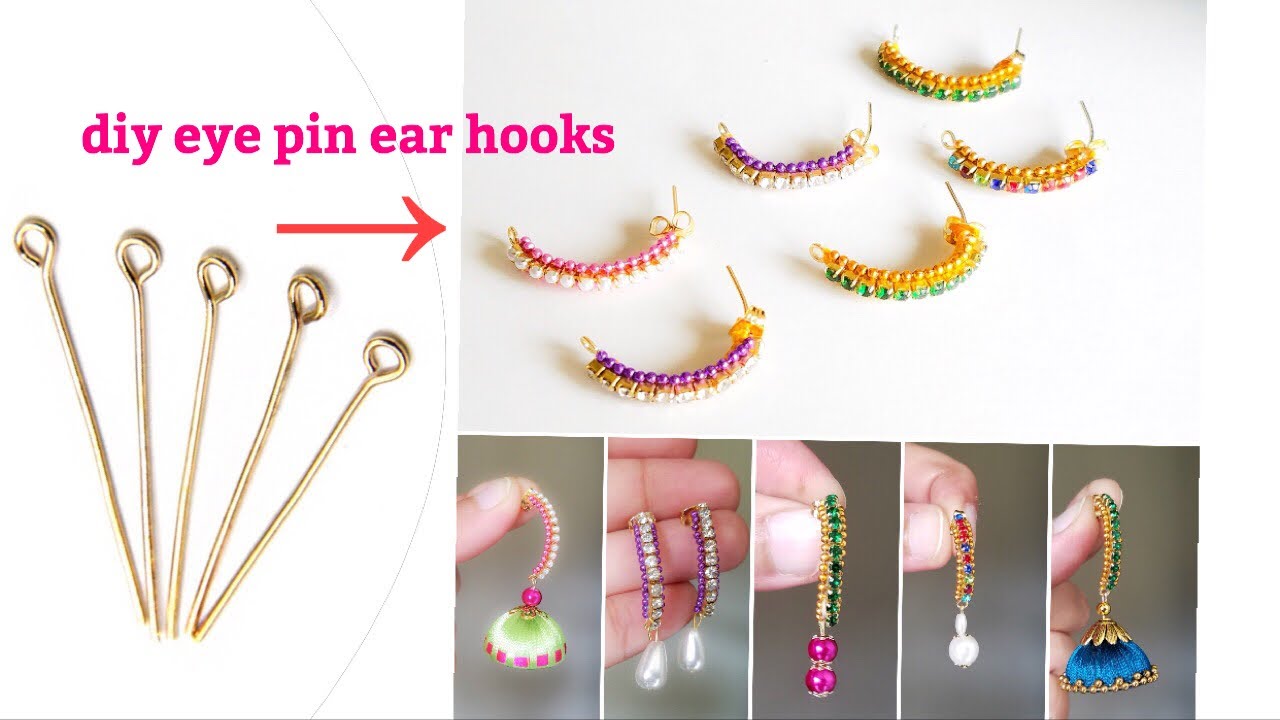 diy||How To Make Eye Pin Base Earring Hooks||Making Semi-hoop earrings with eye pins