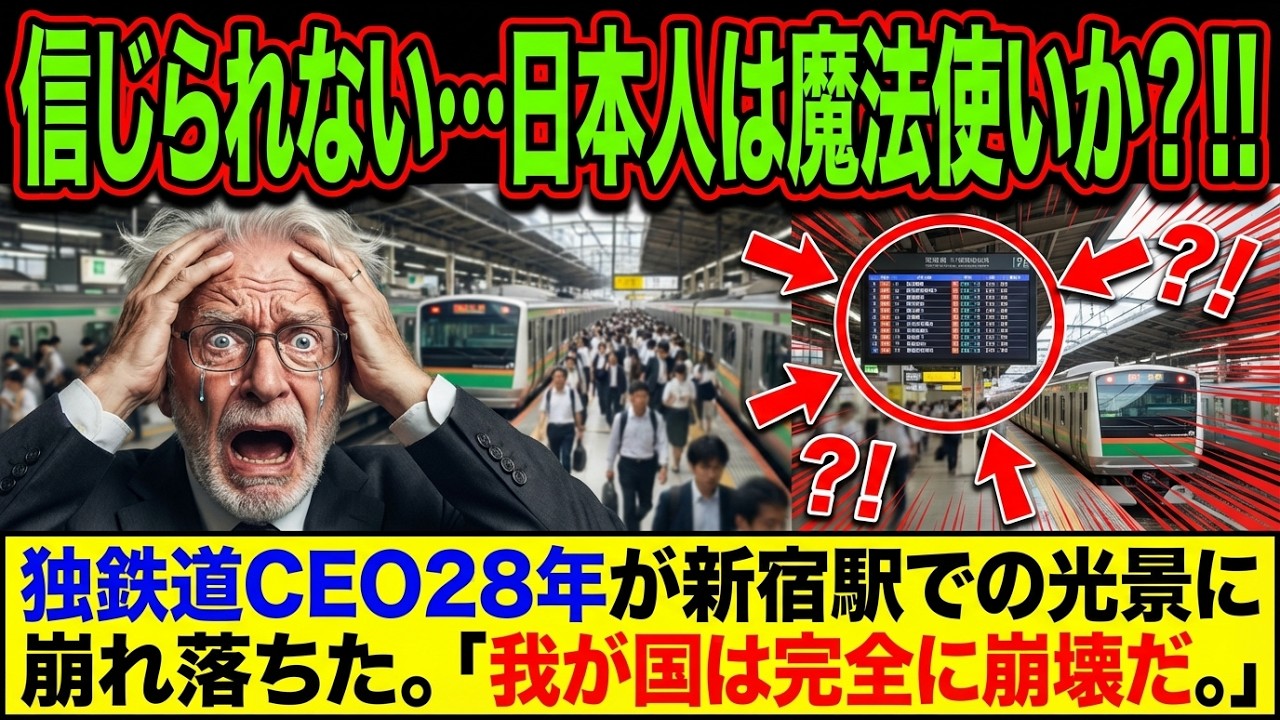 【海外の反応】「信じられない…日本人は魔法使いか？」独鉄道CEO28年が新宿駅での光景に崩れ落ちた。「我が国は完全に崩壊だ。」