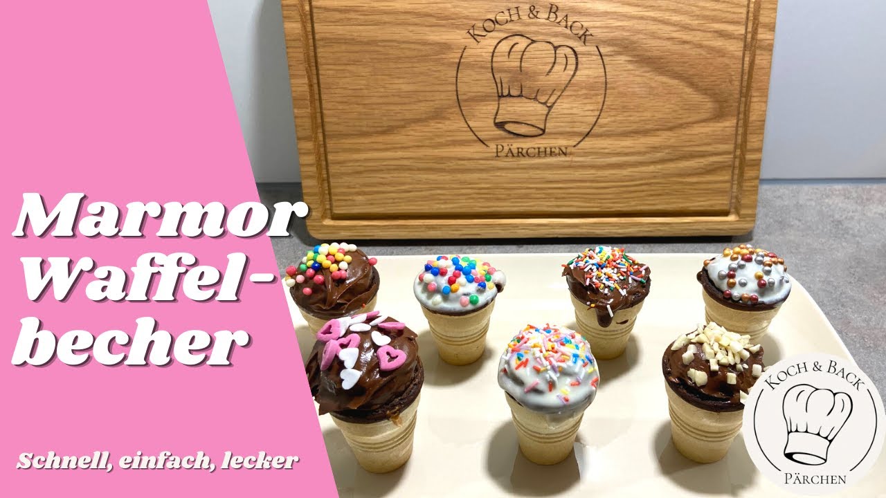🧁Marmormuffins im Waffelbecher🧁  Der Hingucker auf jeder Party🎉Kuchen im Waffelbecher Rezept
