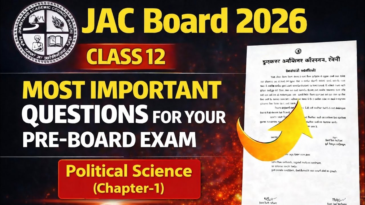 JAC Board 2026 | Class 12 Political Science Chapter 1 | Most Important Questions | Pre Board
