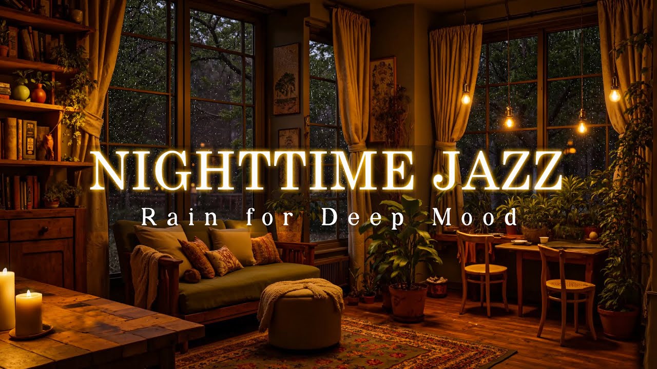 Rainy Midnight Ambience with Jazz & Peaceful Jazz Background Music for Study, Chillout & Sleep