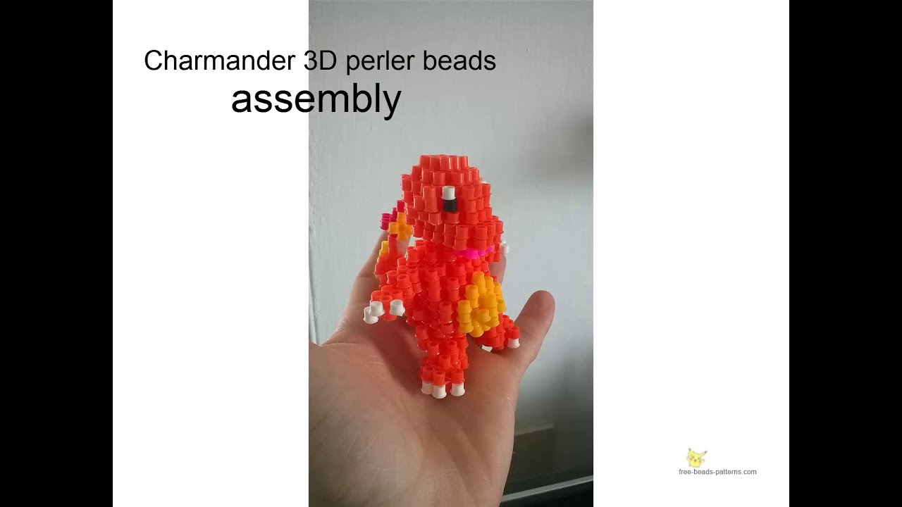 3D perler beads Pokemon Charmander tutorial assembly Hama Beads Pyssla
