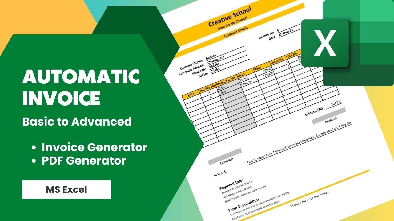 Mastering Full Invoice Inventory Management in Microsoft Excel | Creative School Tutorial