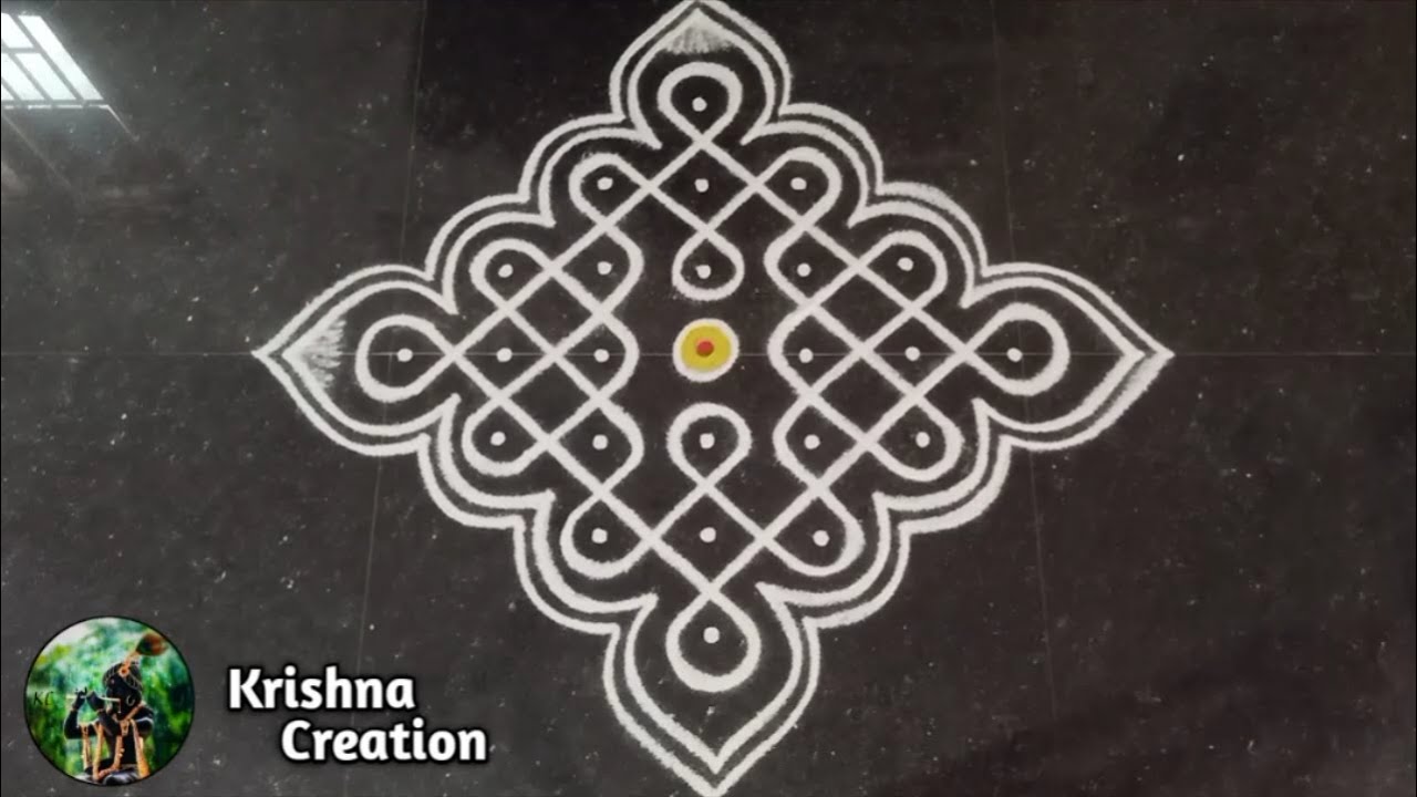 Easy sikku kolam, Kambi kolam | Melikala muggulu | 7x1 dot neli kolam | Beautiful Kambi kolam