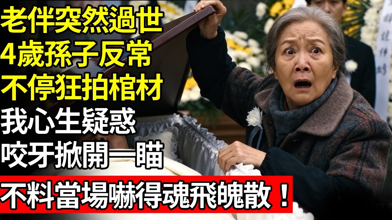 老伴突然過世，4歲孫子反常，不停狂拍棺材，我心生疑惑，咬牙掀開一瞄，不料當場嚇得魂飛魄散！.# 養老 #人間家務# 晚年真相#不肖子孫
