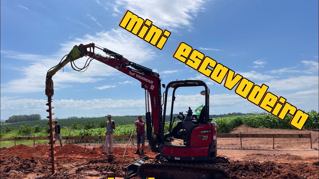 Como furar brocas com mini escavadeira