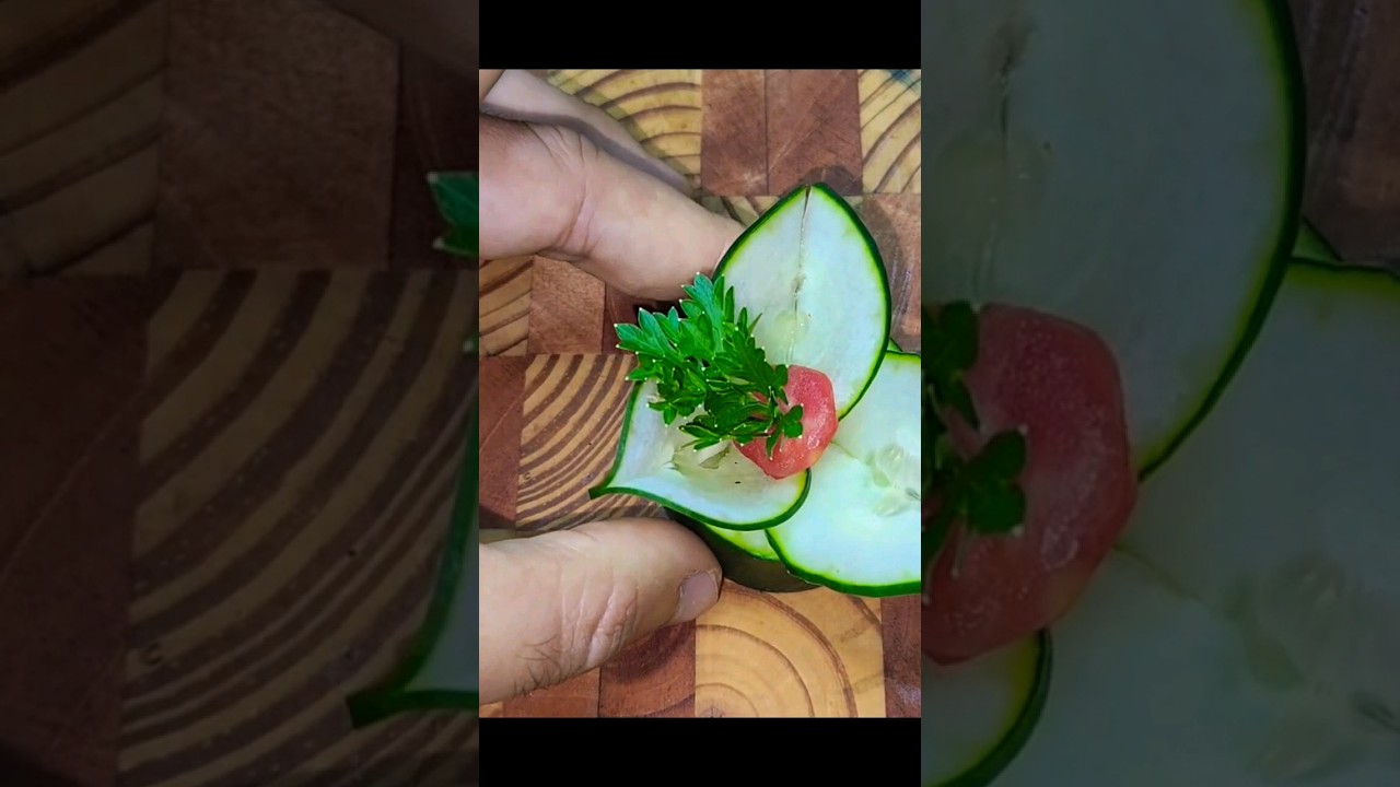 EASY CUCUMBER FLOWER GARNISH #viralvideo #foodie #food #satisfying #india #indian #satisfy #eating