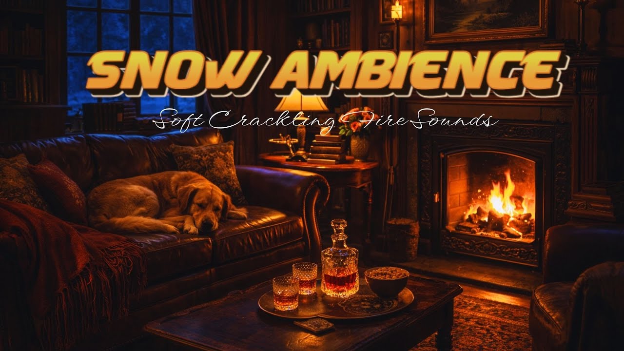 Cozy Winter Cabin ❄️ Blizzard Night with Snowfall & Crackling Fireplace