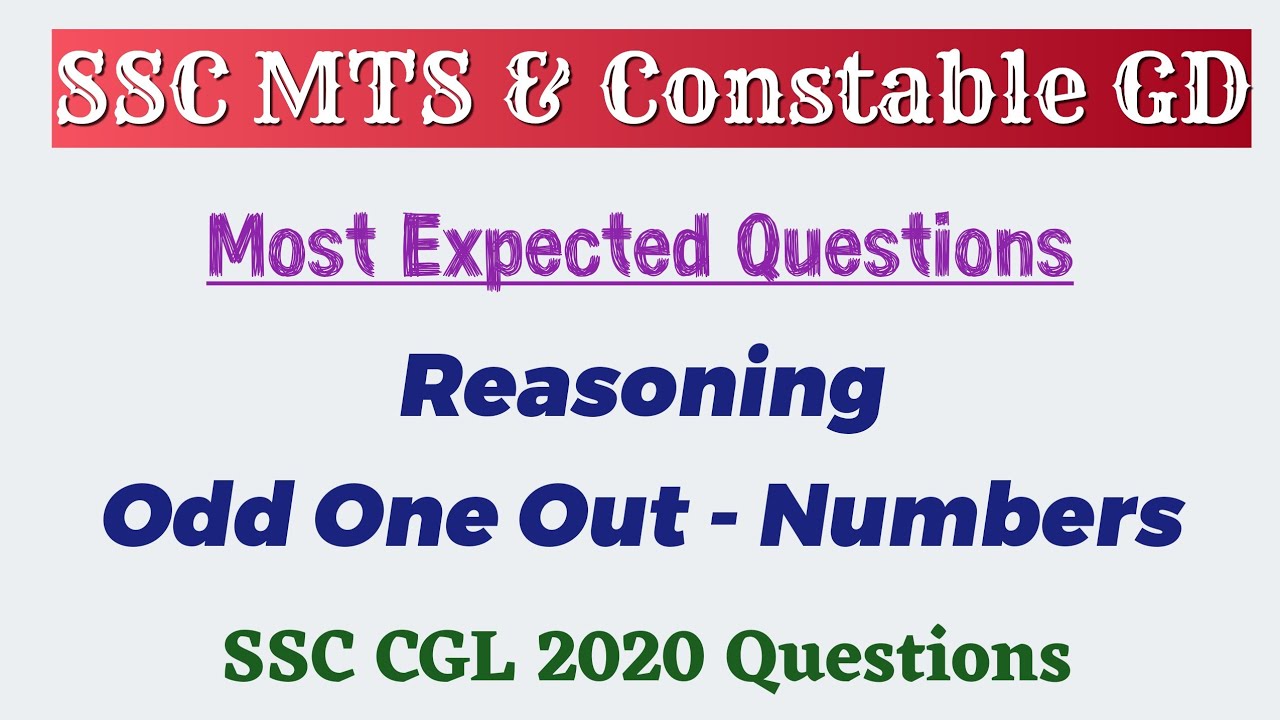 SSC MTS & Constable GD 2021| Reasoning - Odd One Out -  Numbers | Most Expected Question Pattern