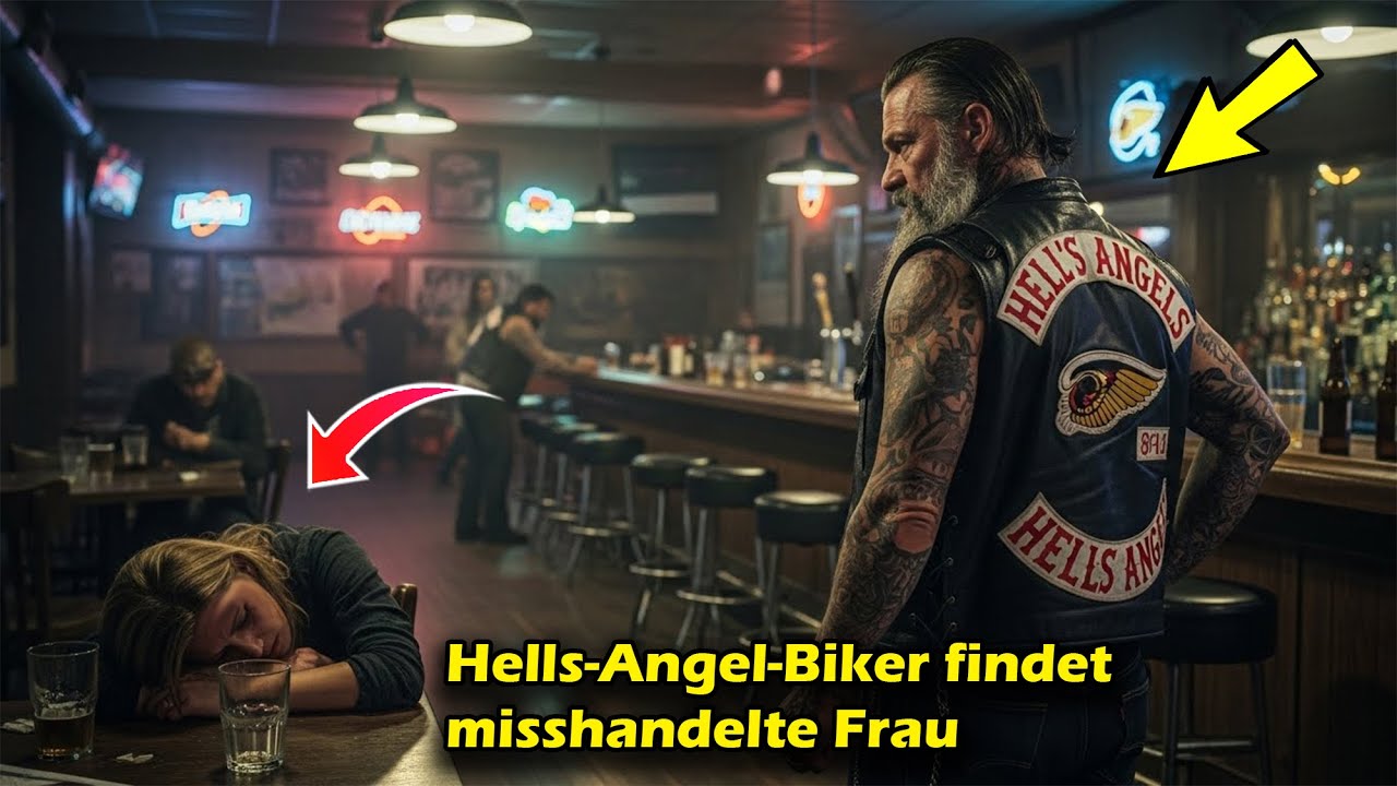 Ein Hells-Angel-Biker ging in eine Bar für einen Drink, fand dort jedoch eine misshandelte Frau.