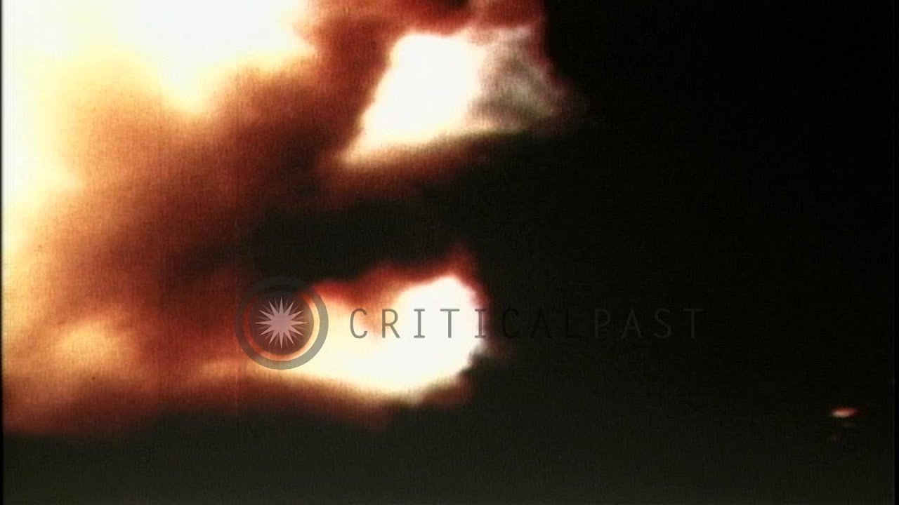 US ships' guns fire tracers during a night battle in the Pacific Ocean. HD Stock Footage