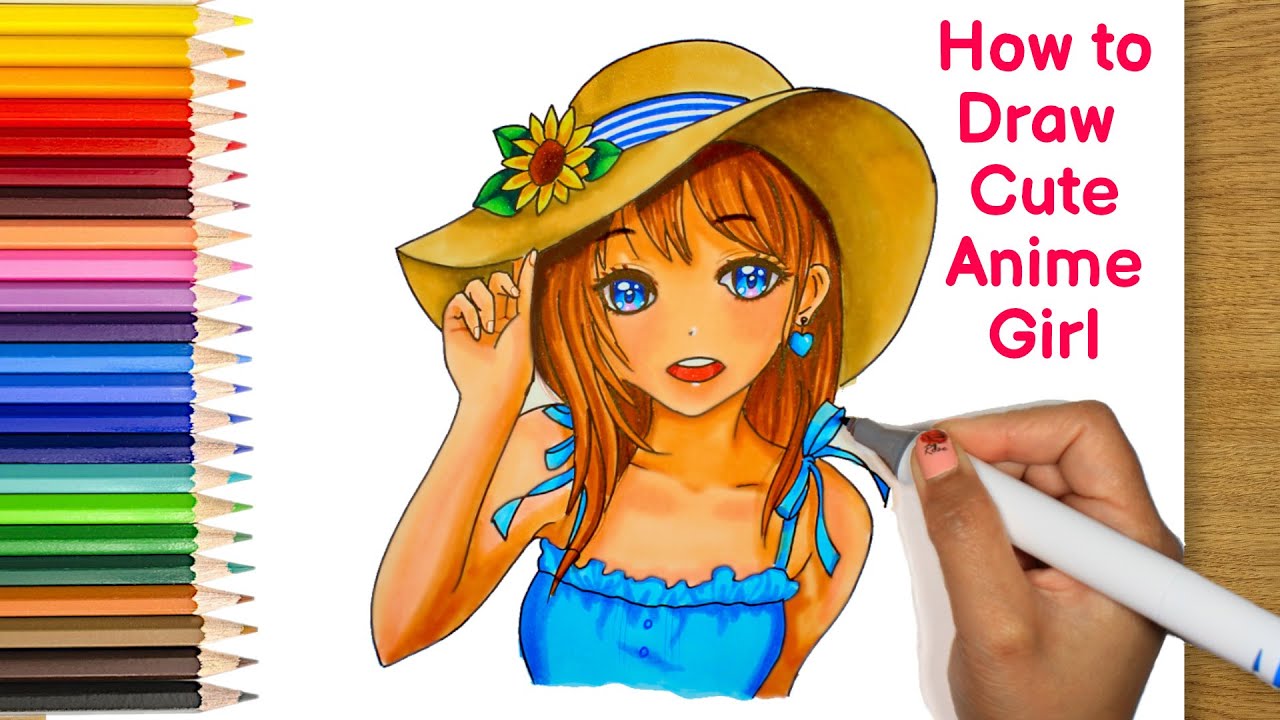 How to Draw Cute Anime Girl with Hat || How To Draw A Anime Girl || How To draw a Girl Easy