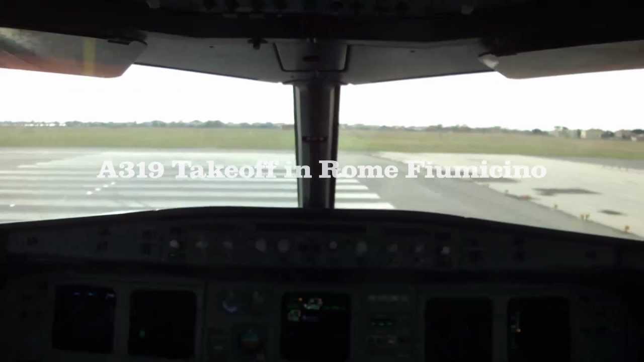 A319 Rome LIRF Cockpit Takeoff