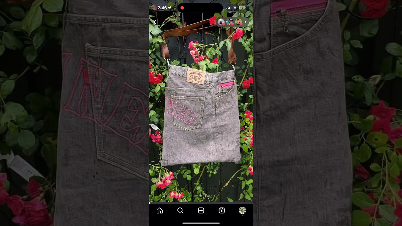 Denim In The Garden 💐👖💼Upcycled Denim Shoulder Bag Making Process🪡Buy&Order yours! 