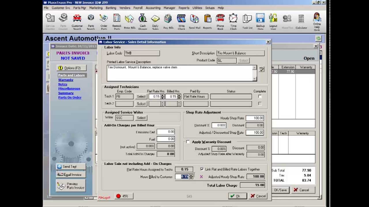 MaxxTraxx Auto Shop Software Video Lesson - Write a Parts Invoice