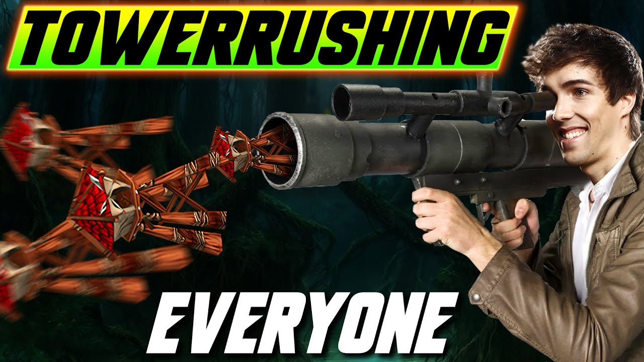 TOWER RUSHING EVERYBODY IN WC3 - Grubby